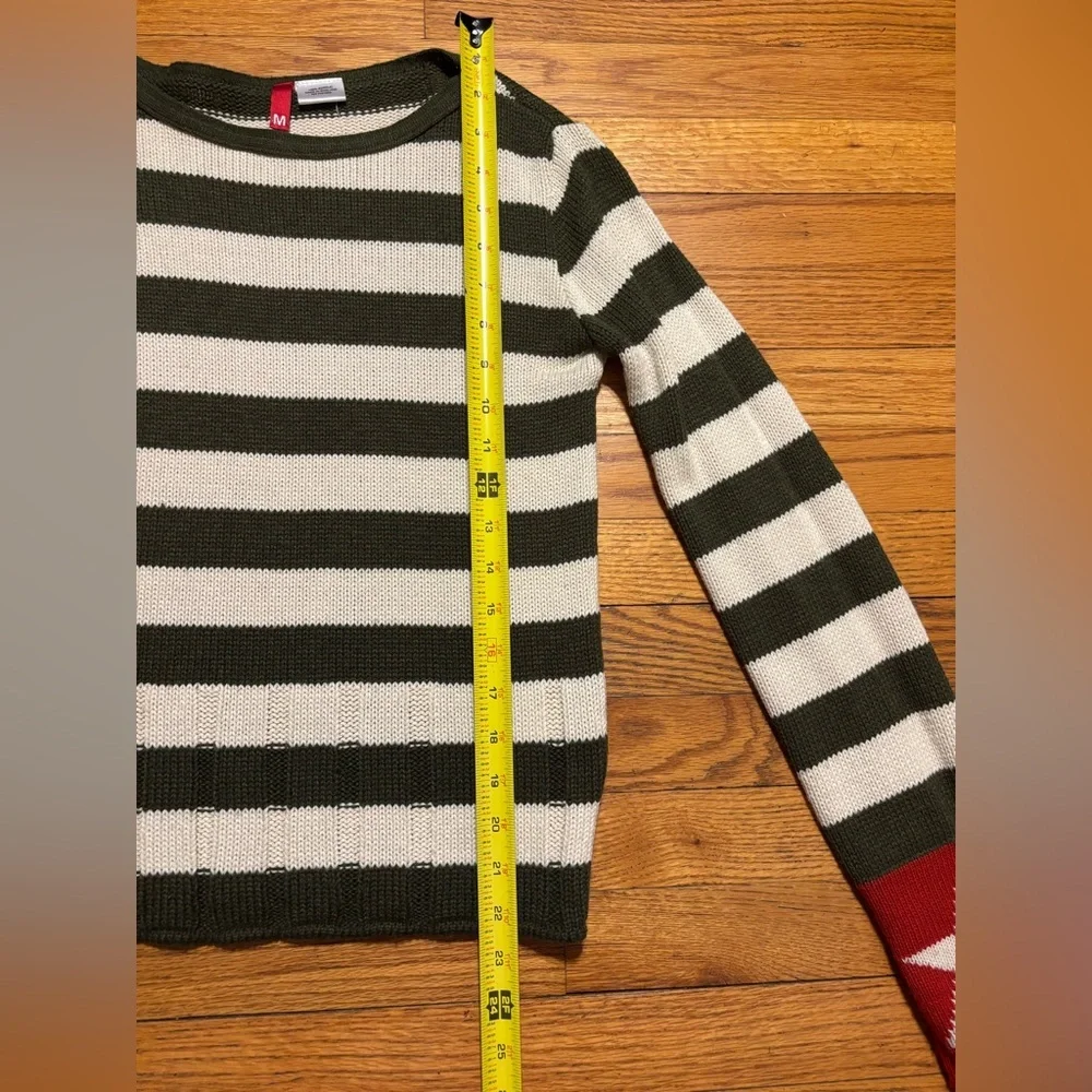 H&M Green and White Striped Sweater with Red Star Accents - Picture 2 of 8